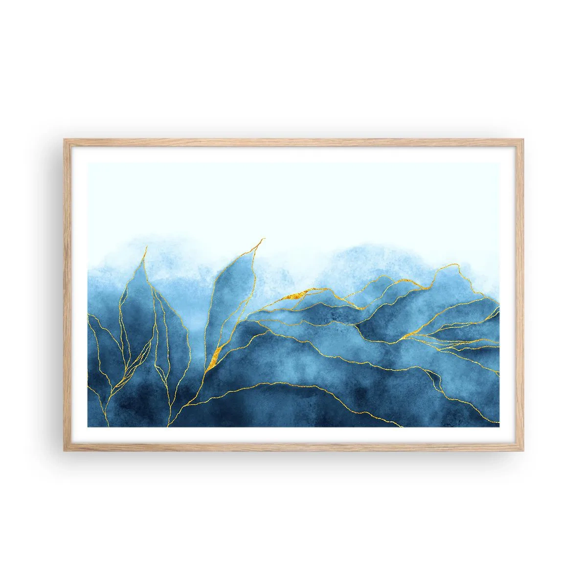 Affisch i ram av ljusek - Blått i guld - 91x61 cm