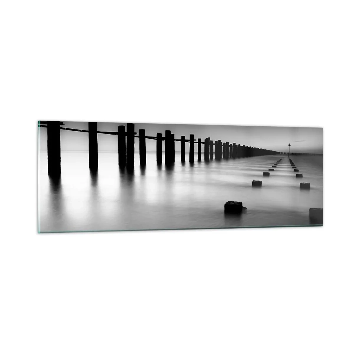 Glastavla - Bild på glas - Landskap doppat i dimman - 90x30 cm