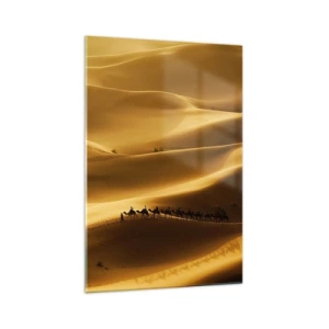 Glastavla - Bild på glas - En karavan på öknens vågor - 70x100 cm