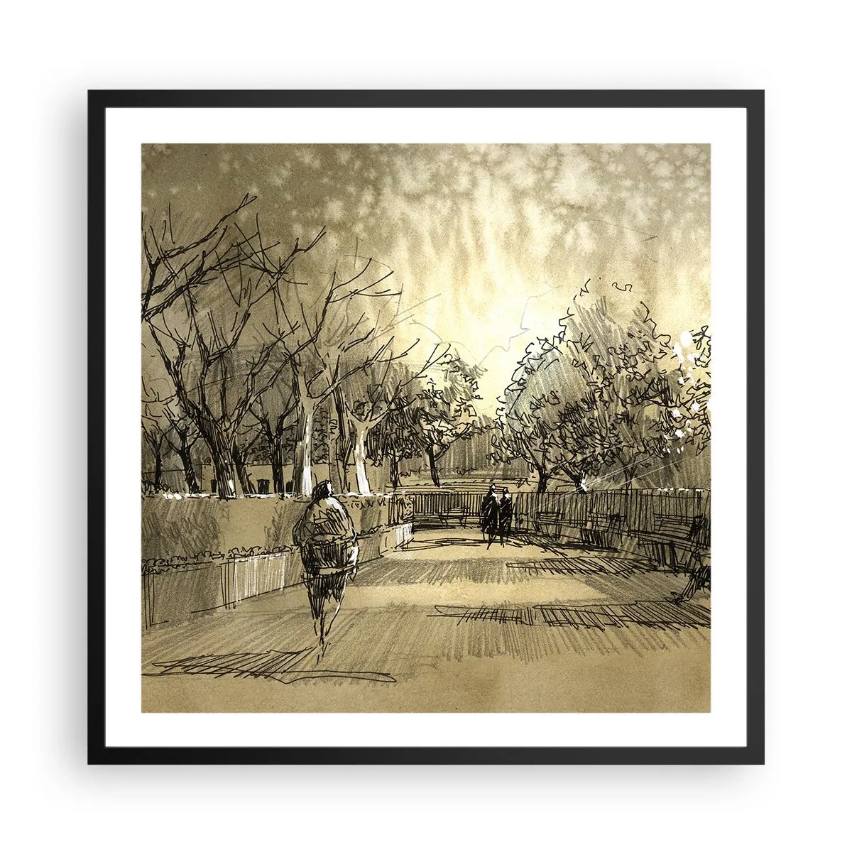 Affisch i svart ram - En stund fångad med penna - 60x60 cm