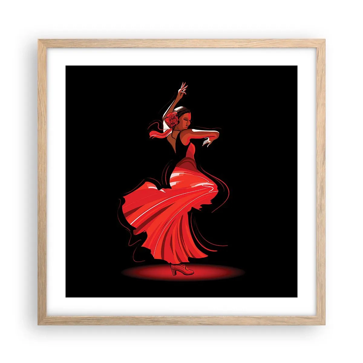 Affisch i ram av ljusek - Flamencos brinnande anda - 50x50 cm