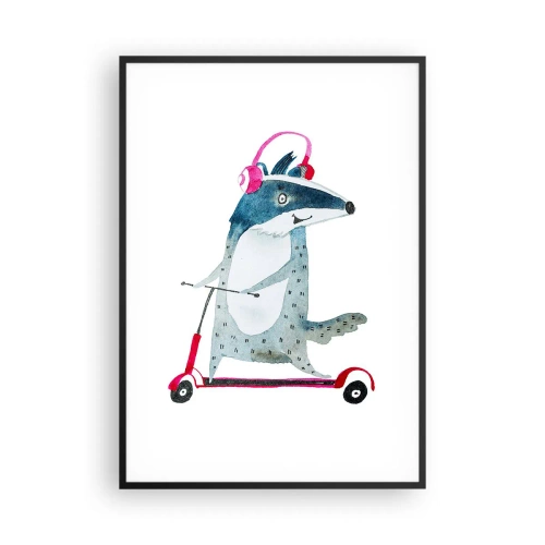 Affisch i svart ram - Grävlingens glädje - 70x100 cm