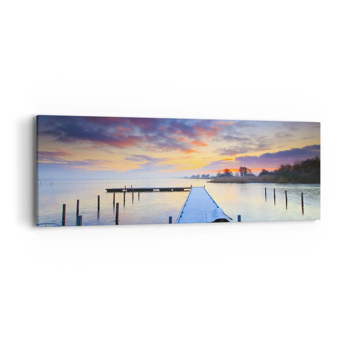 Canvastavla - Bild på duk - Violet-guld ro - 90x30 cm