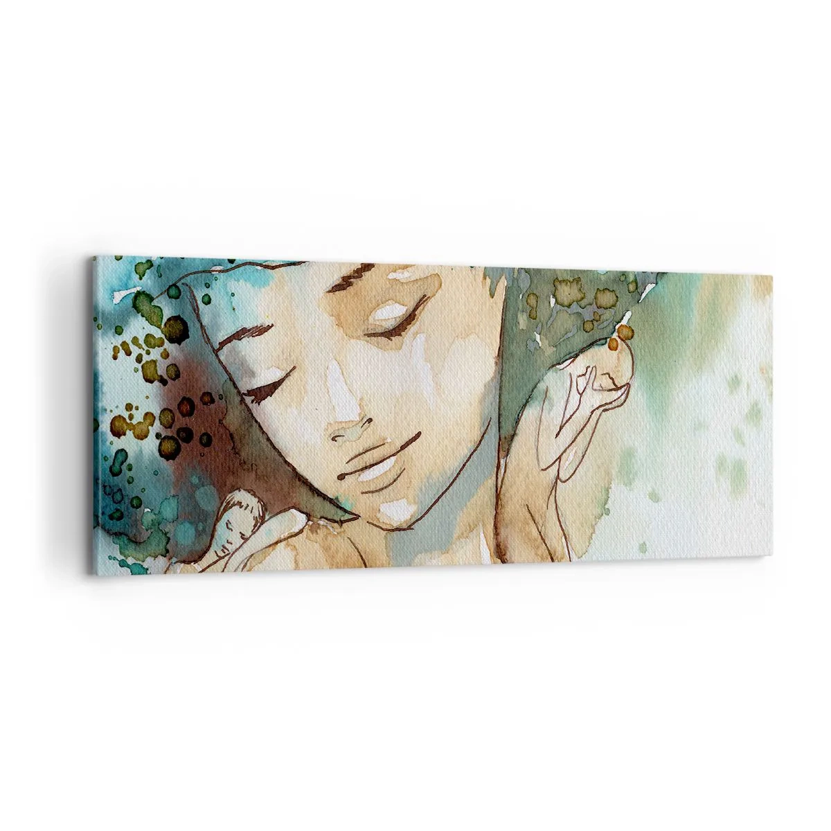 Canvastavla - Bild på duk - Lady in blue - 100x40 cm