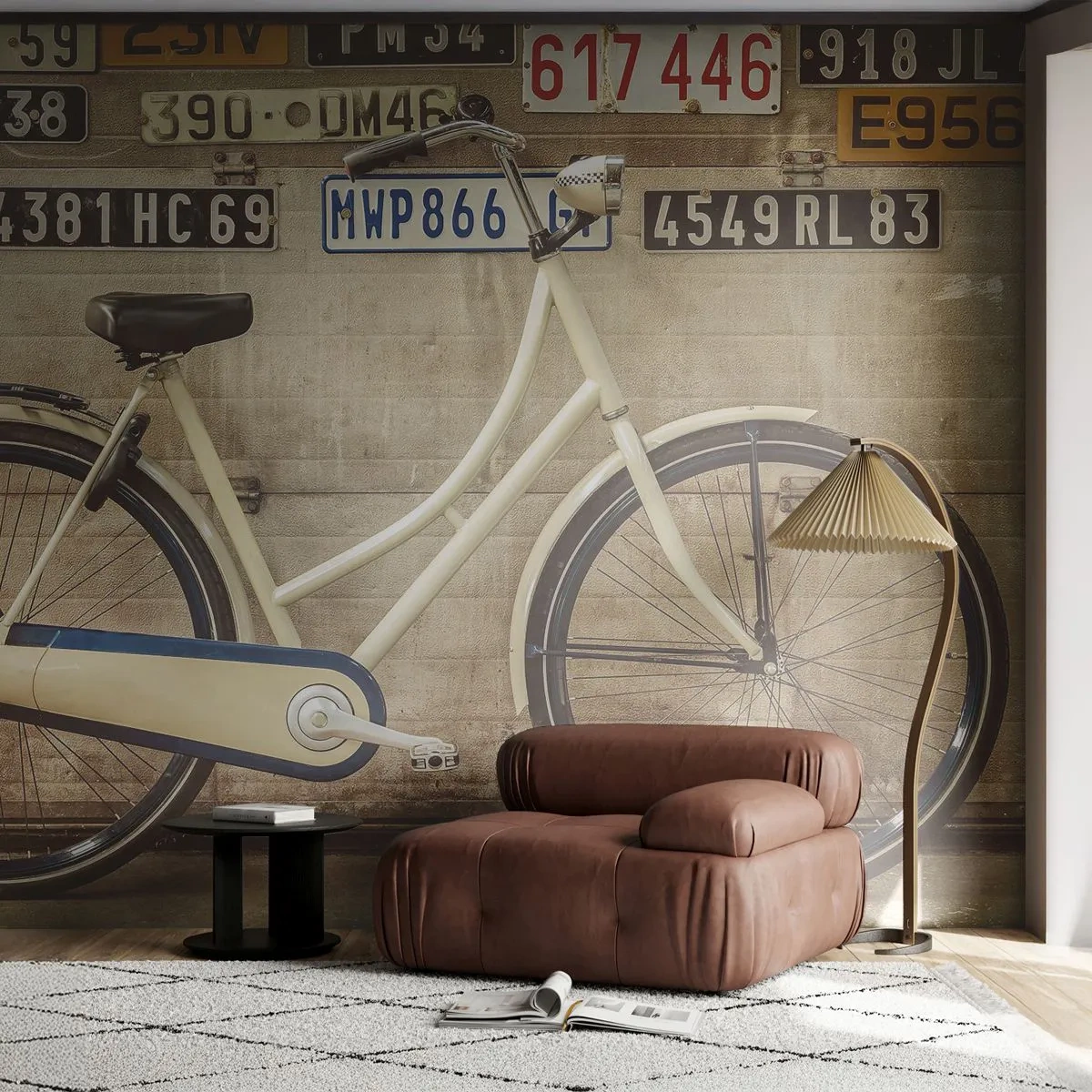 Självhäftande Fototapet Deluxe Sticker - Utan komplex - Väggmålning, Cykel, Tallrikar - 250x175 cm