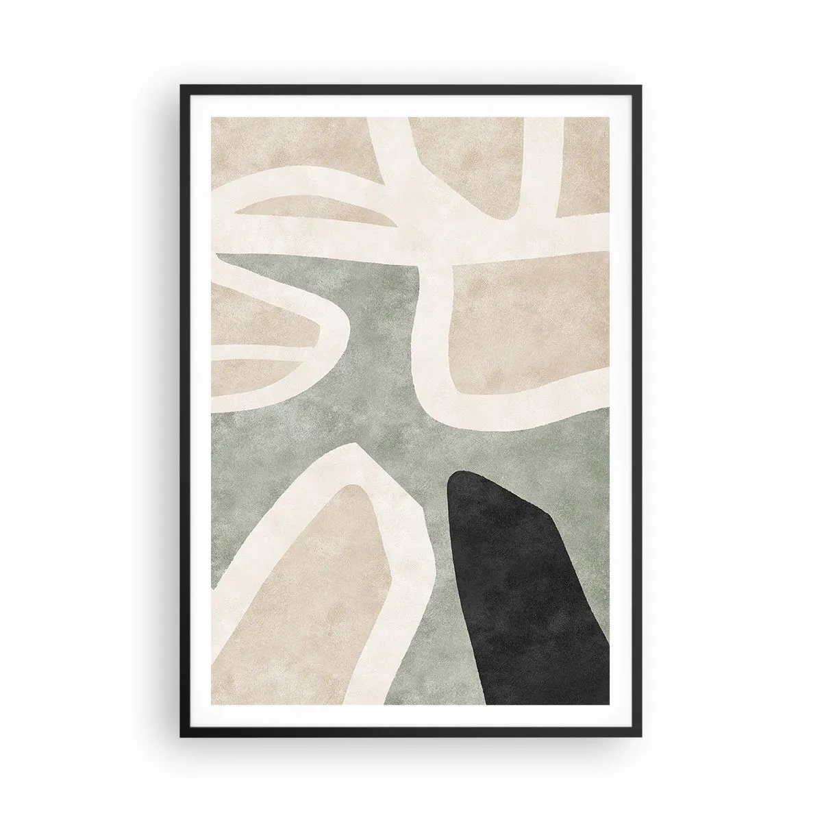 Affisch i svart ram - Komposition med svart motiv - 70x100 cm