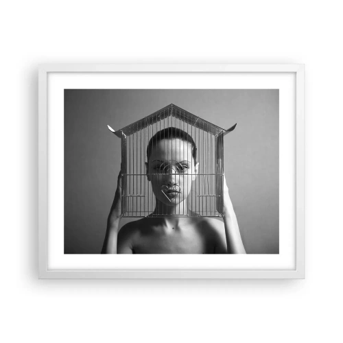 Affisch i vit ram - Något surrealistisk porträtt - 50x40 cm