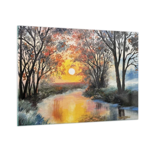 Glastavla - Bild på glas - Höststämning - 100x70 cm