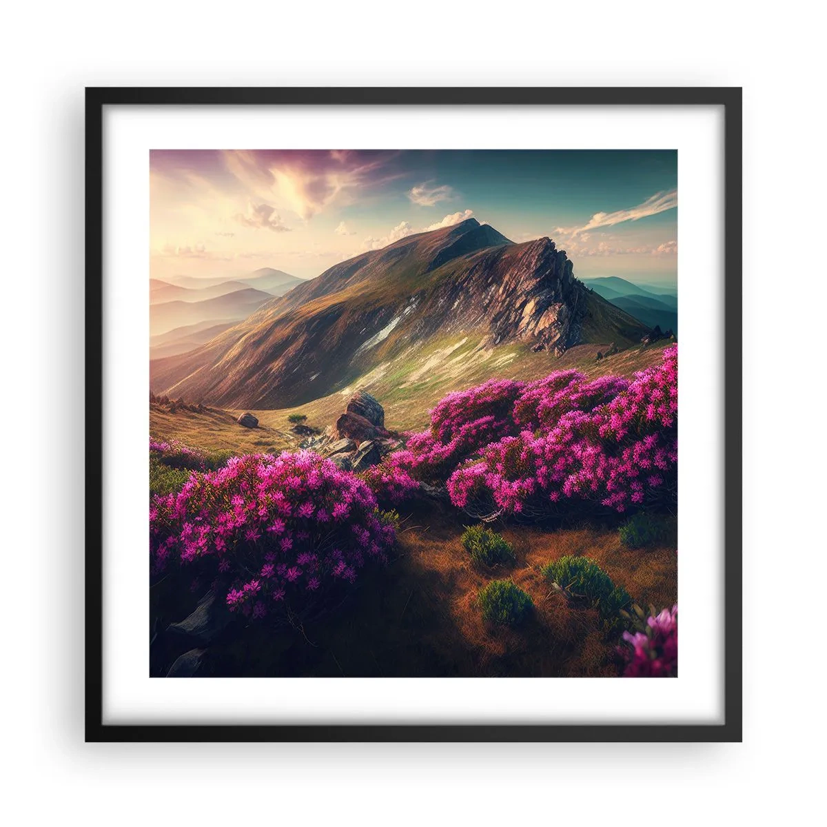 Affisch i svart ram - Sommar i fjällen - 50x50 cm