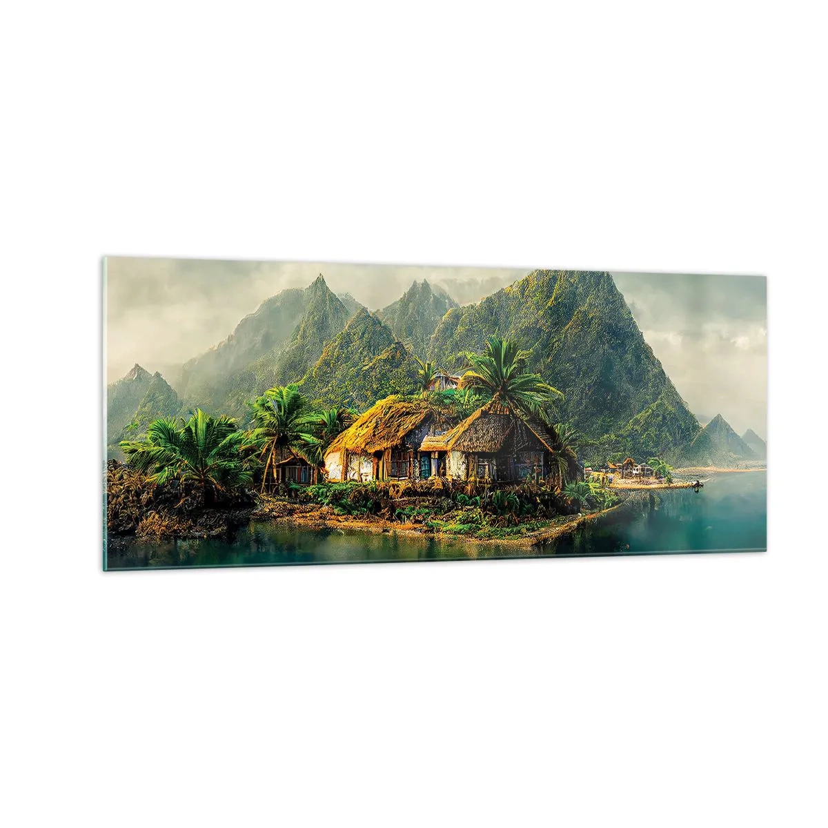 Glastavla - Bild på glas - Tropiskt paradis - 100x40 cm