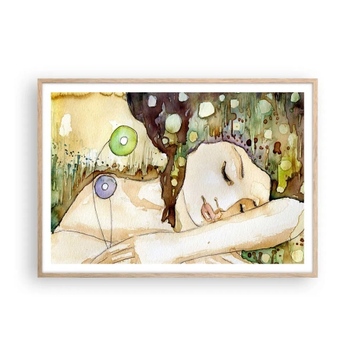 Affisch i ram av ljusek - Smaragd-viol dröm - 100x70 cm