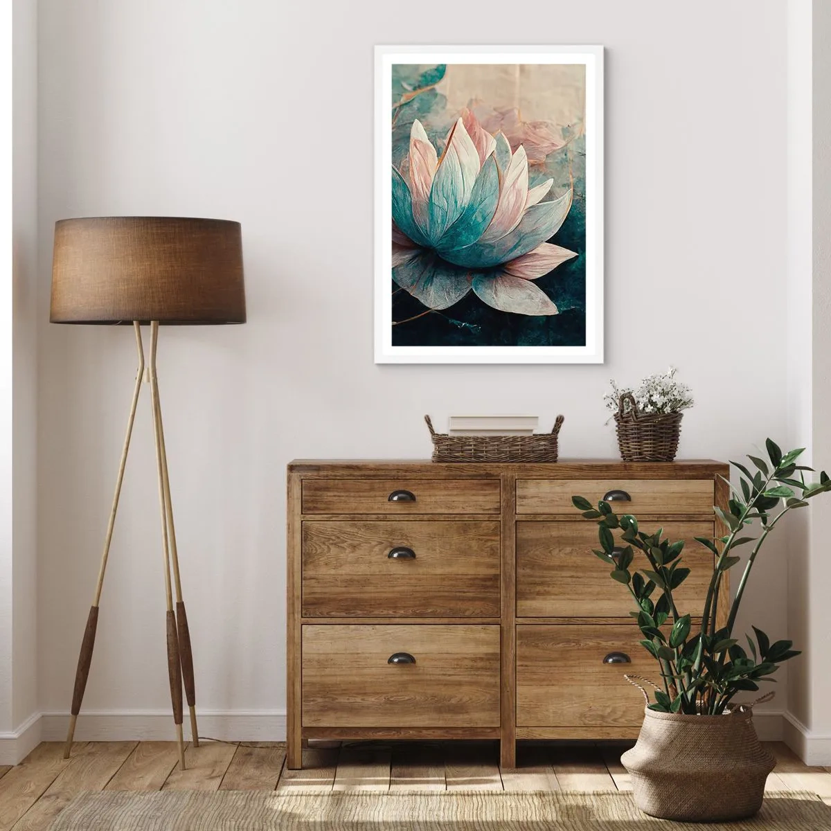 Affisch i vit ram - Stjärnor i en sjö - 61x91 cm