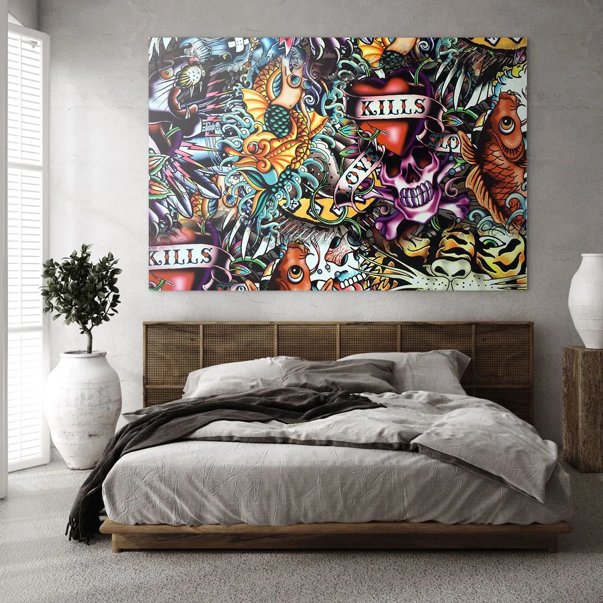 Glastavla - Bild på glas - Tatuerarens dröm - 120x80 cm