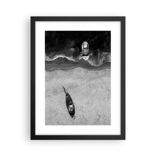 Affisch i svart ram - Fortfarande på stranden... - 30x40 cm