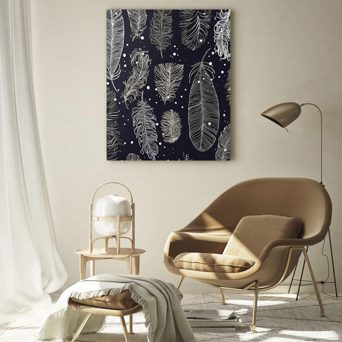 Glastavla - Bild på glas - Fjäderspets - 50x70 cm