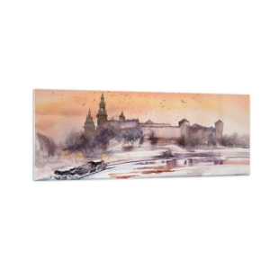 Glastavla - Bild på glas - Kunglig solnedgång - 140x50 cm