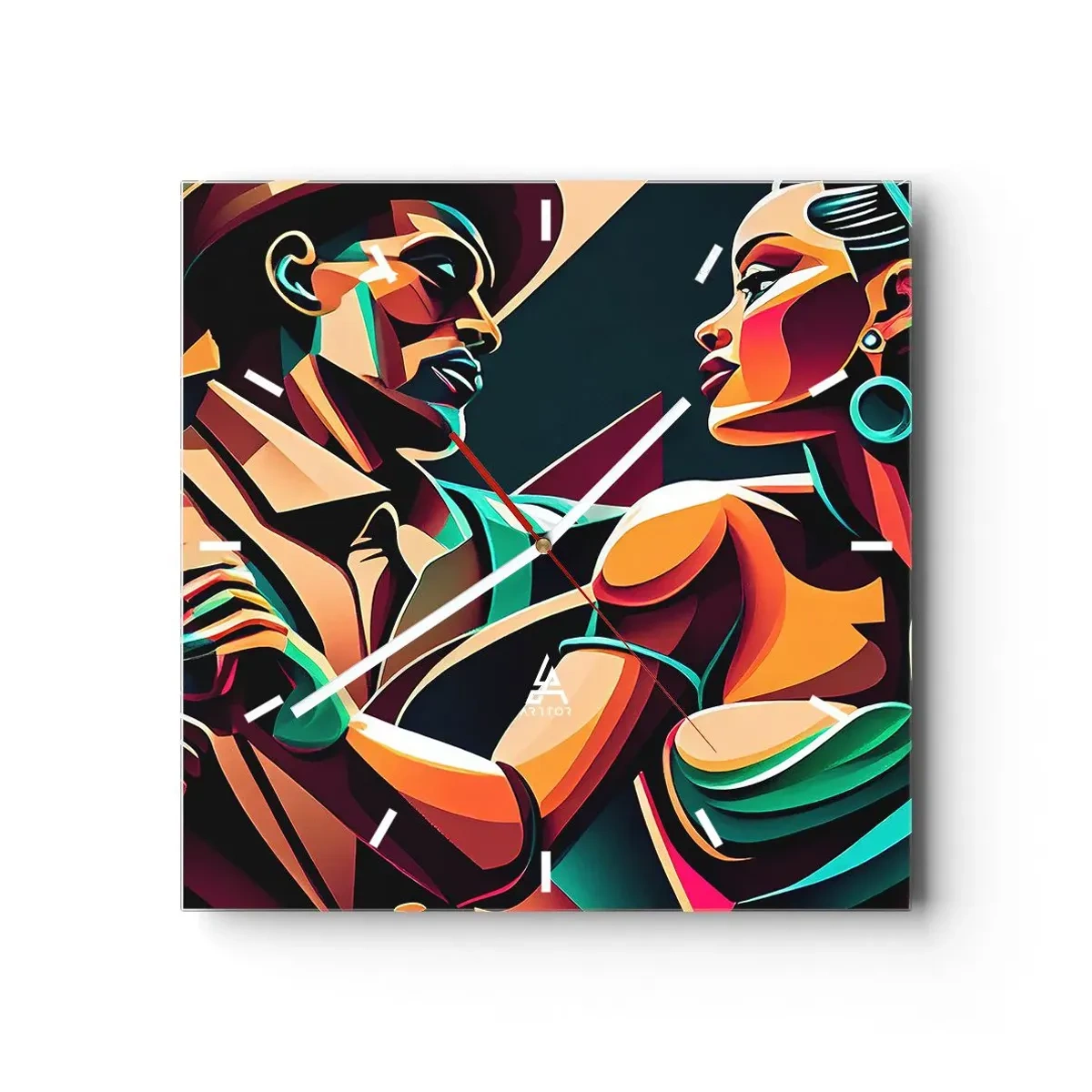 Väggklocka - Klocka på glas - I hjärtats rytm - 40x40 cm