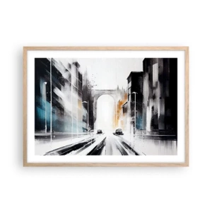 Affisch i ram av ljusek - Stadsstudie: arkitektur och rörelse - 70x50 cm