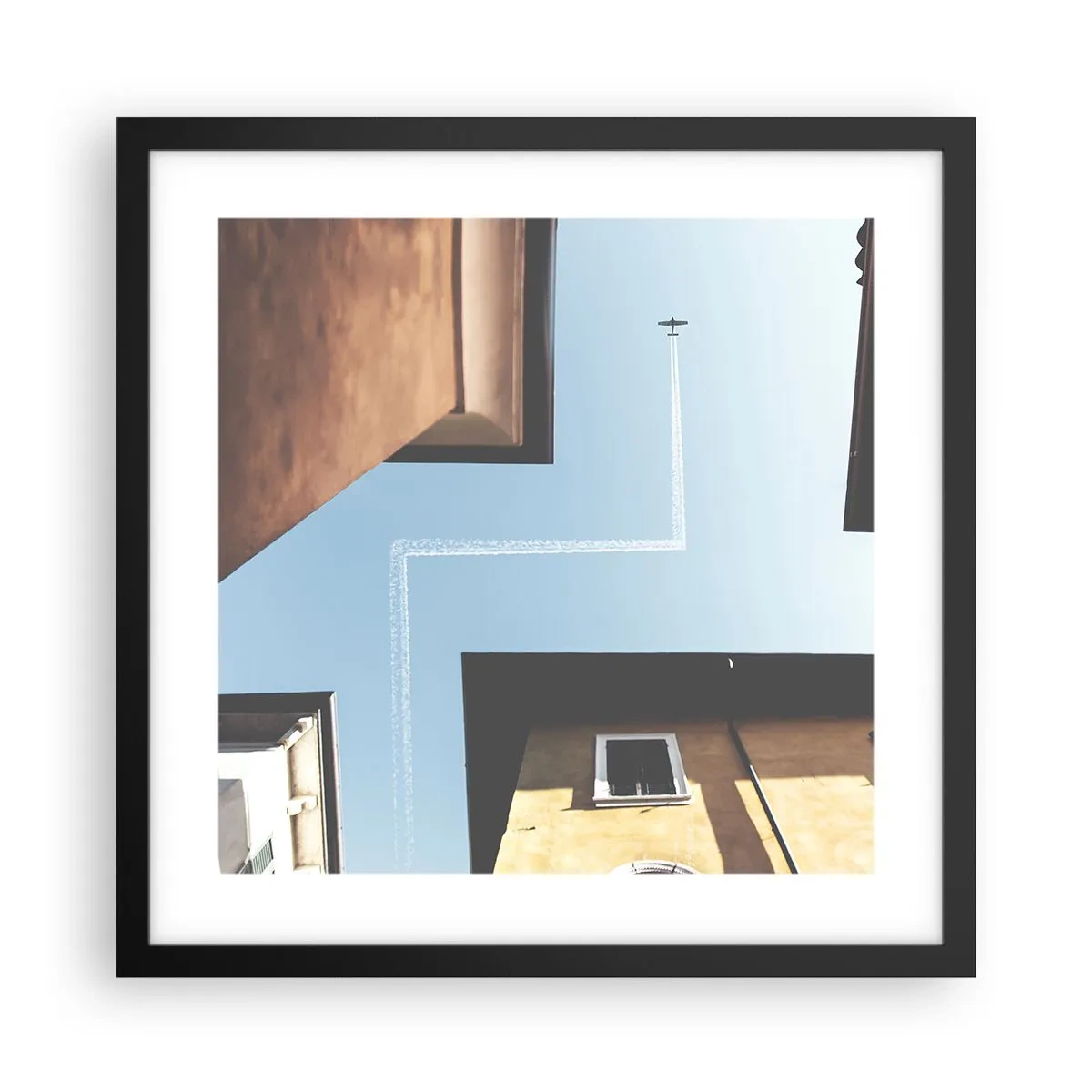 Affisch i svart ram - Ovanför stadens labyrint - 40x40 cm