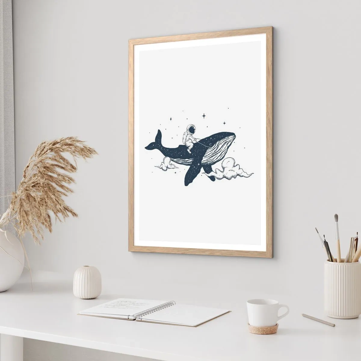 Affisch i ram av ljusek - Rymdäventyr - 40x50 cm