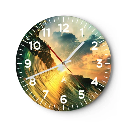 Väggklocka - Klocka på glas - Surfare, var är du? - 40x40 cm