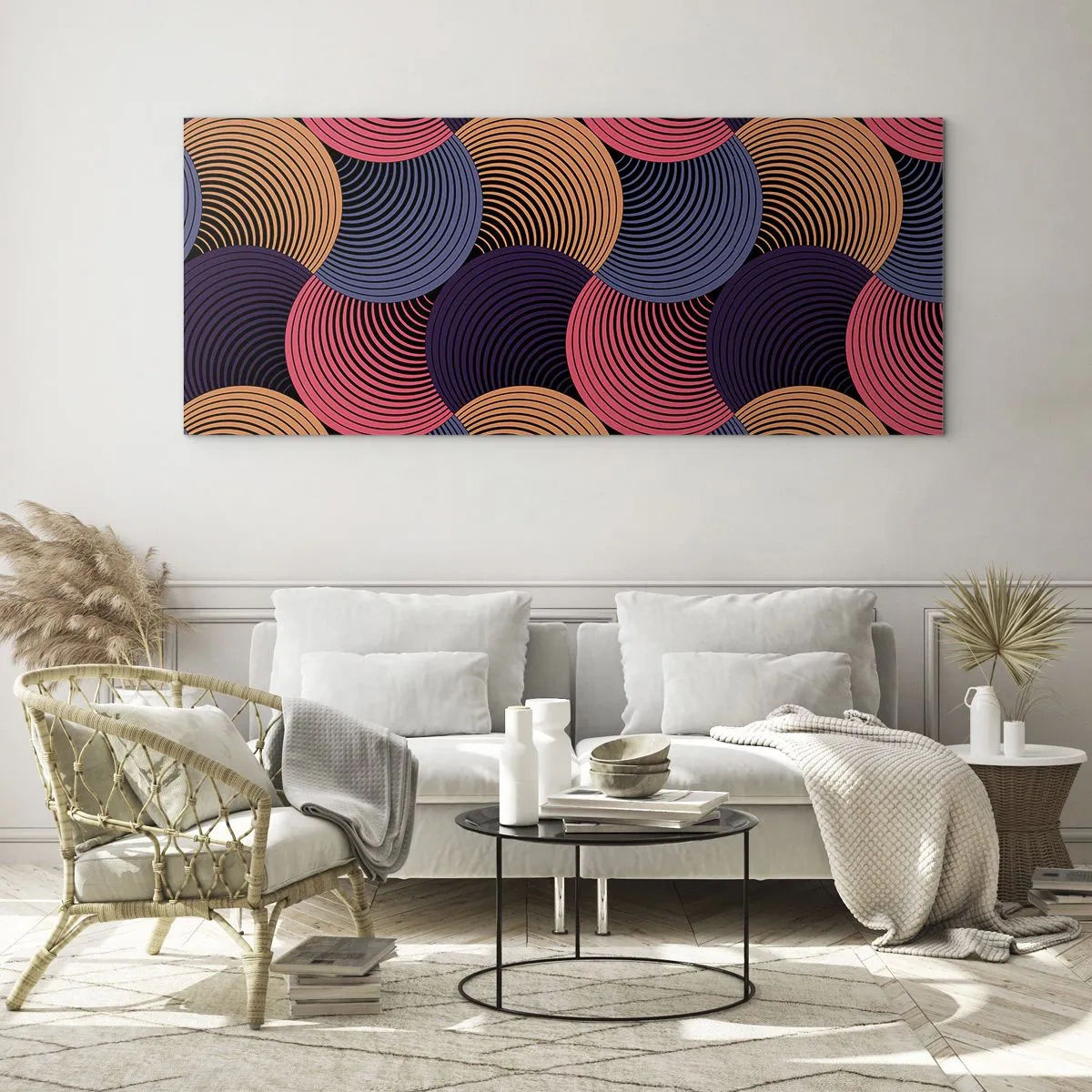 Glastavla - Bild på glas - I en cirkulär rytm - 100x40 cm