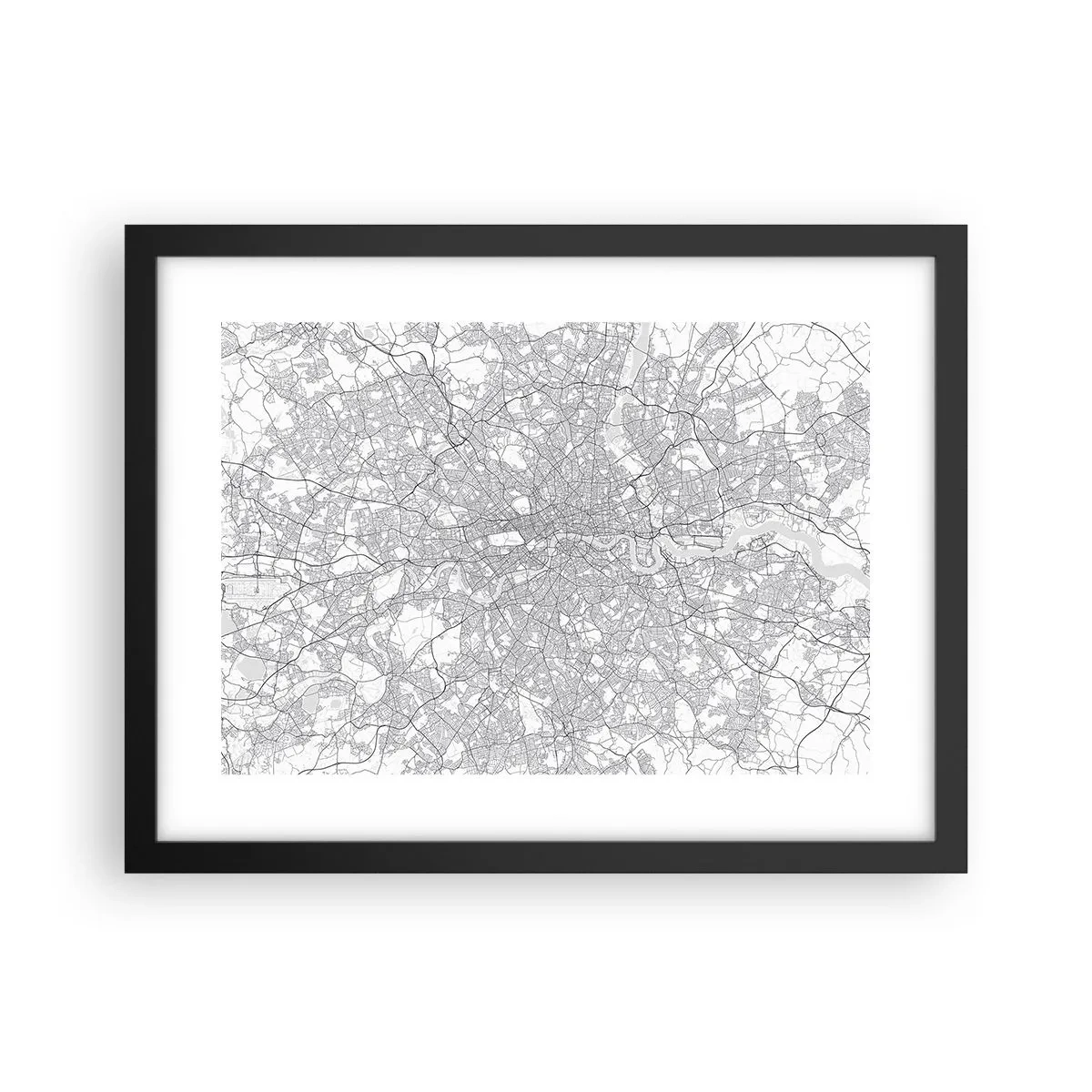Affisch i svart ram - Karta över London-labyrinten - 40x30 cm