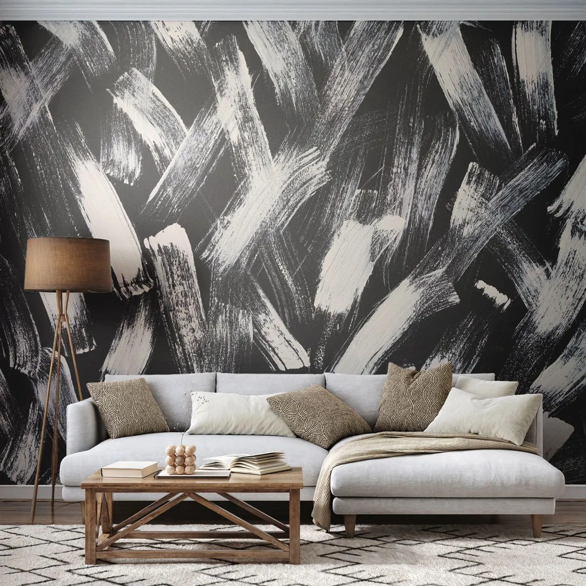 Fototapet Premium Sand - Abstraktion i industriell anda - Bit, Modern, Borstning - 100x70 cm