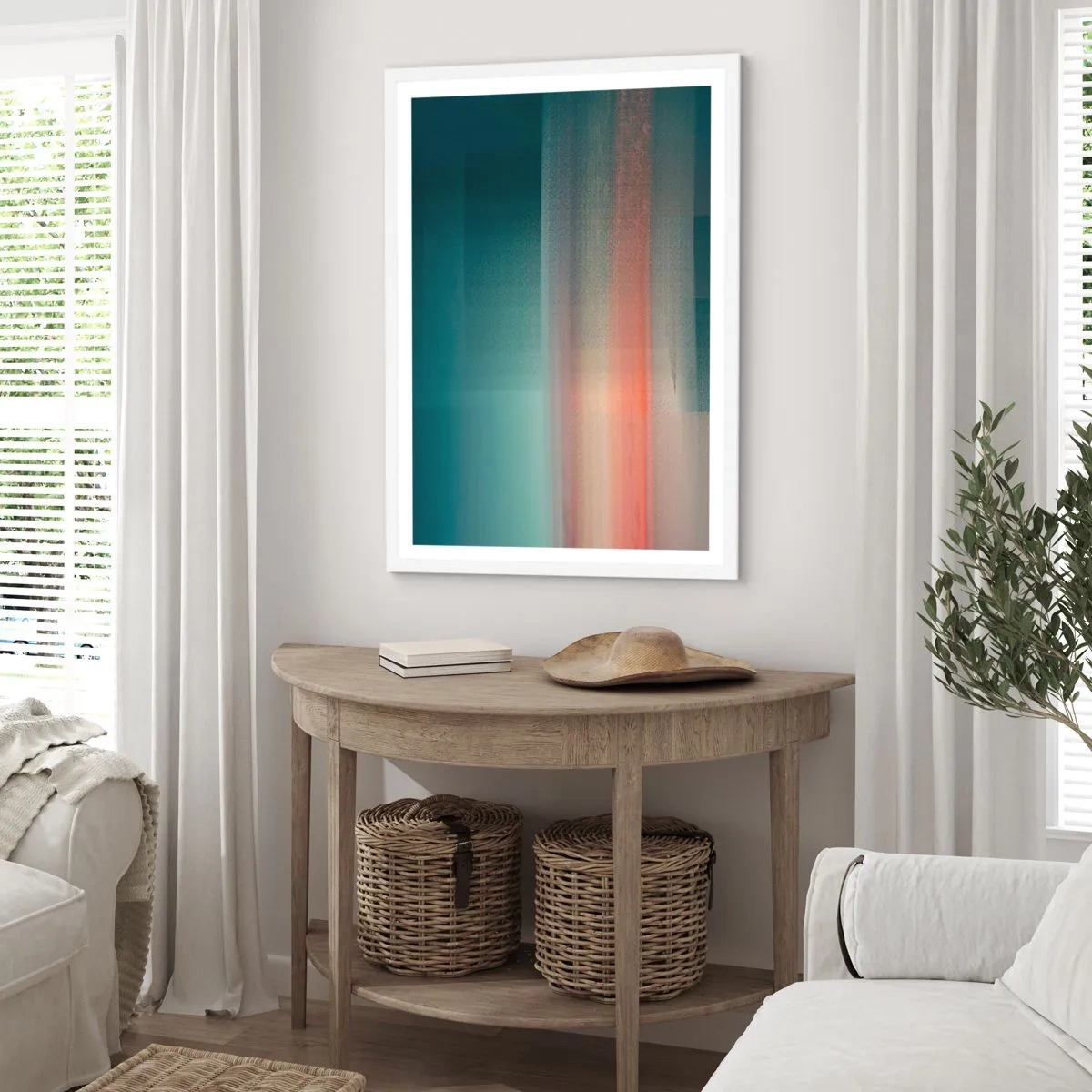 Affisch i vit ram - Abstraktion: ljusvågor - 30x40 cm