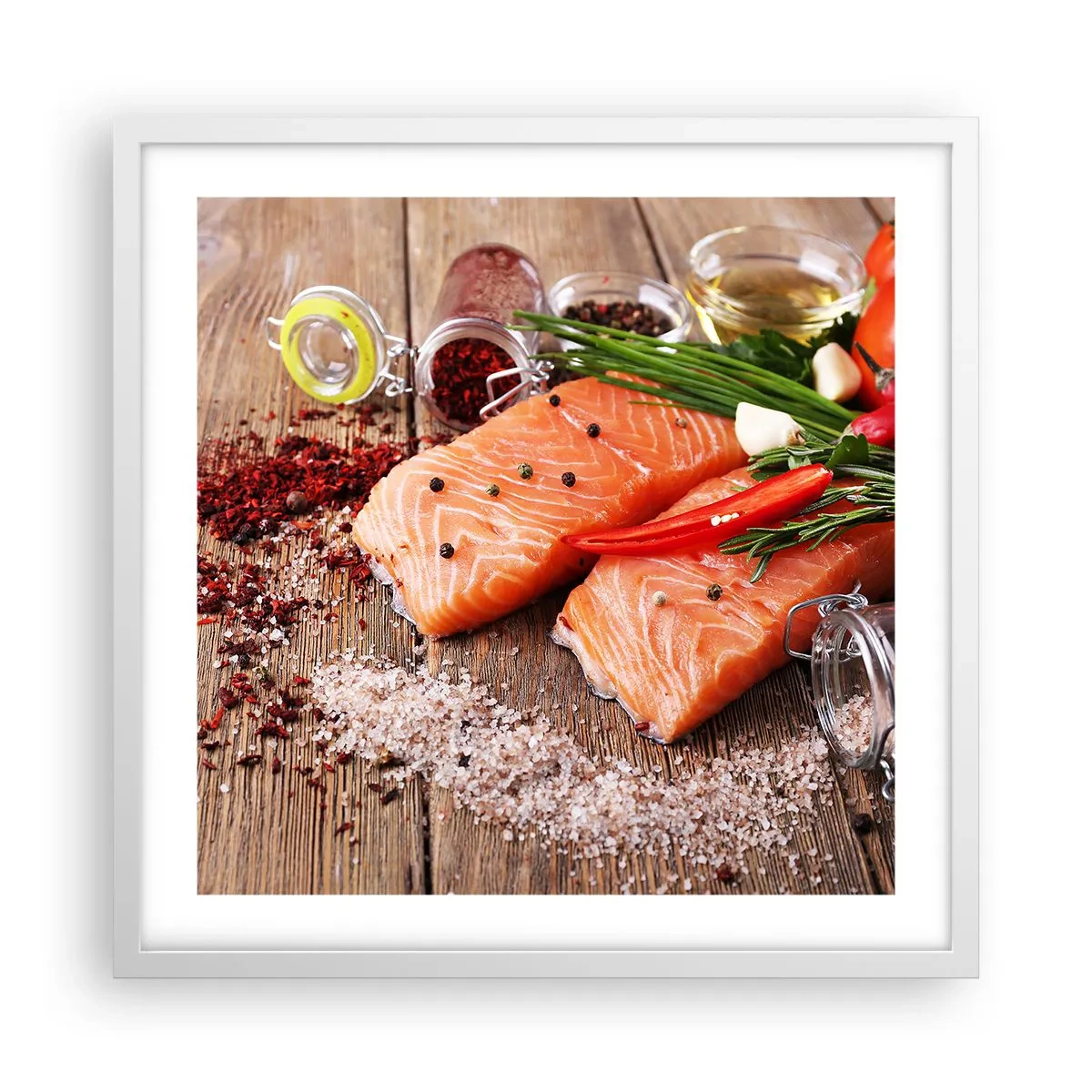 Affisch i vit ram - Norskt äventyr i köket - 50x50 cm