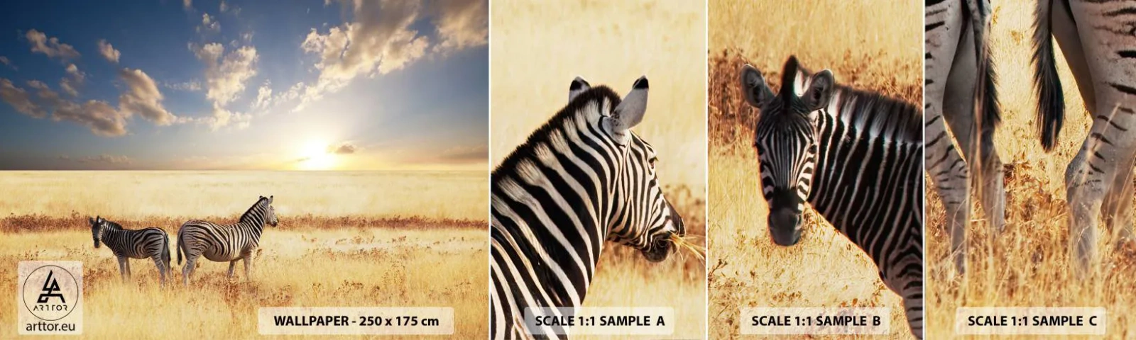 Provbit av självhäftande fototapet Deluxe Sticker - Gå härifrån, stör inte lugnet - Djur, Revben, Safari - 100x30 cm