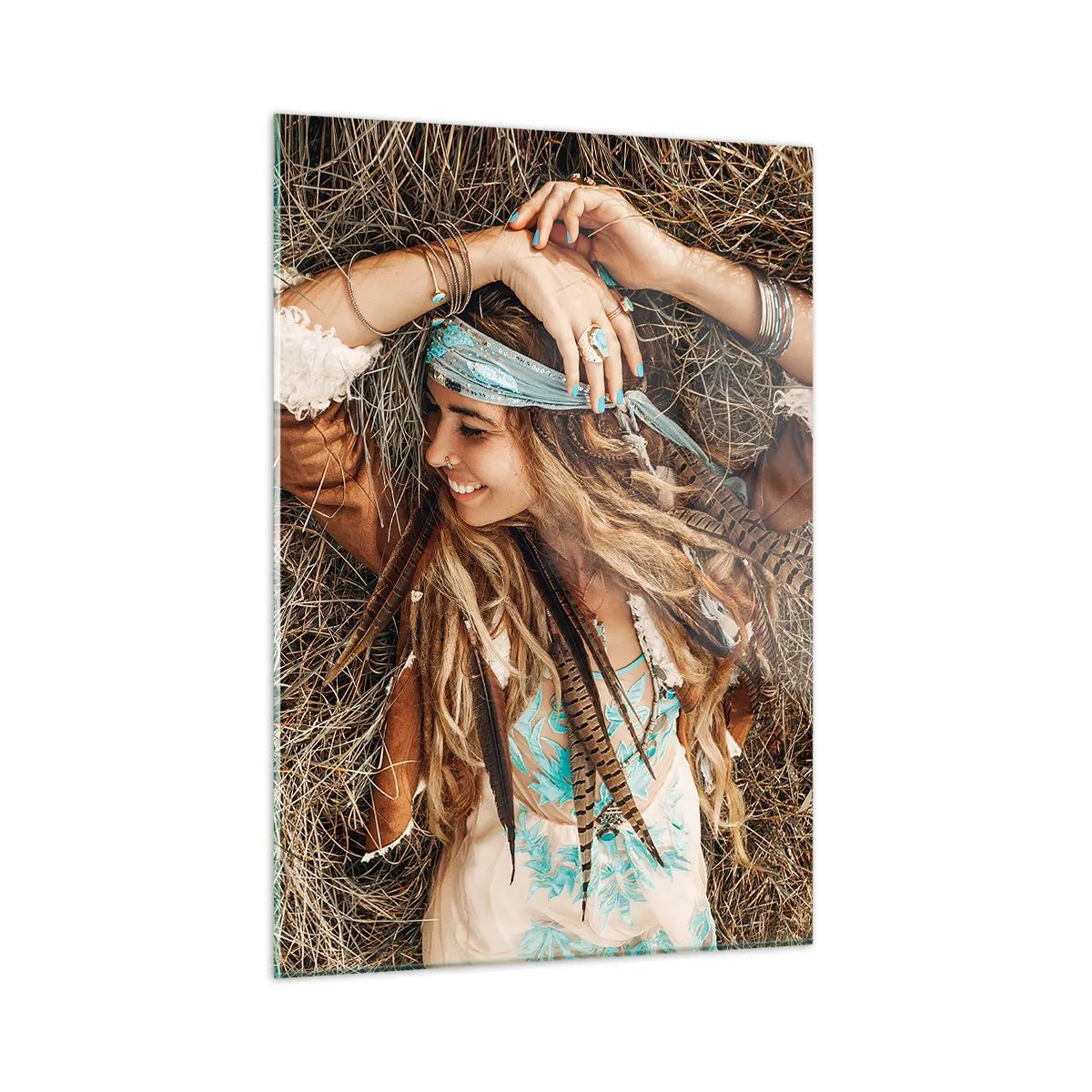 Glastavla - Bild på glas - På väg till kärlekens sommar - 50x70 cm