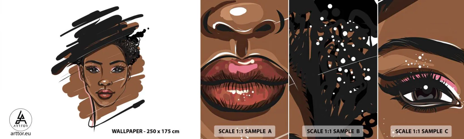 Provbit av självhäftande fototapet Deluxe Sticker - Söt som choklad - Kvinna, Mode, Porträtt av en kvinna - 100x30 cm