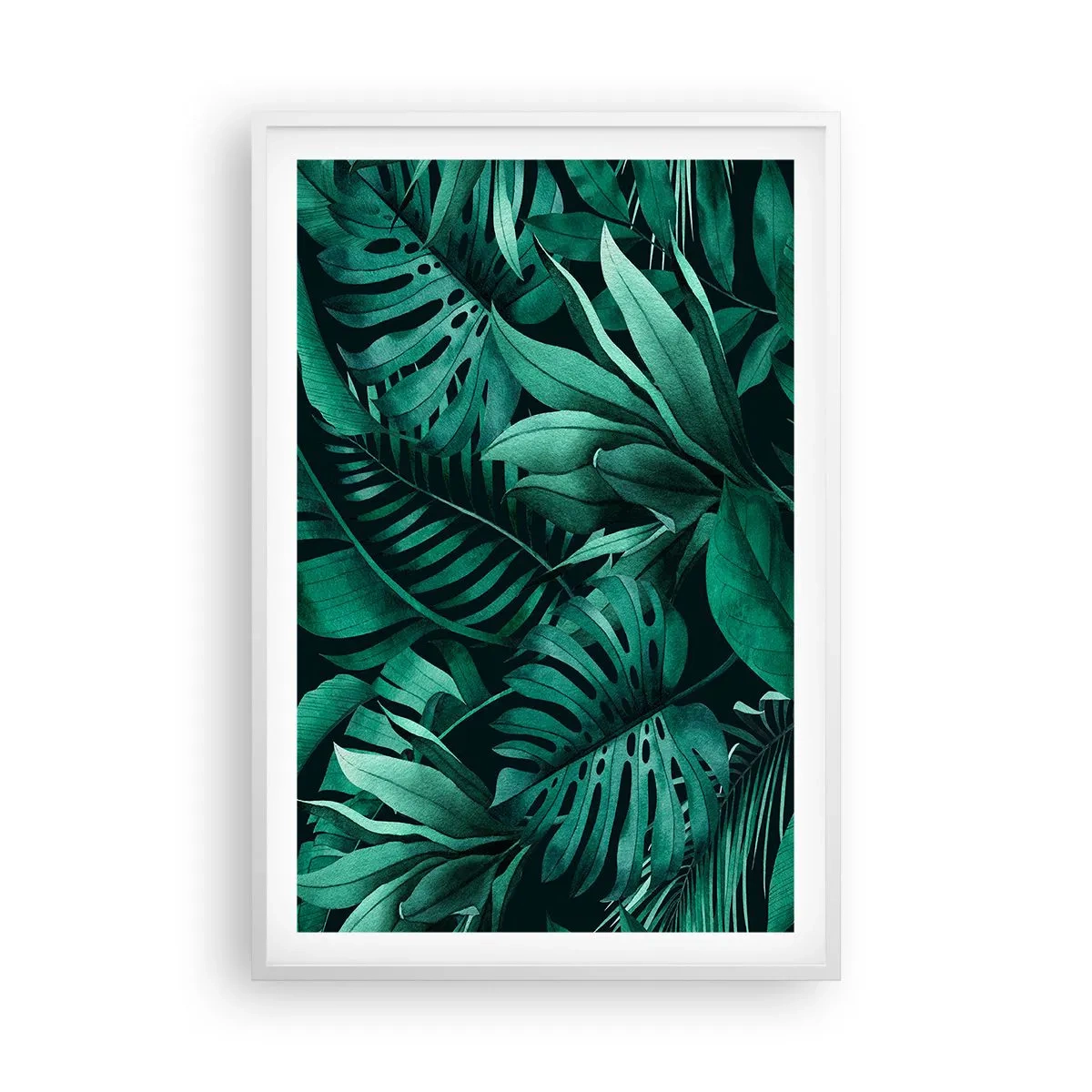 Affisch i vit ram - Tropiska grönskans djup - 61x91 cm