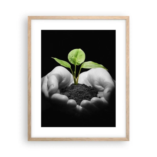 Affisch i ram av ljusek - Jag älskar naturen och skyddar den - 40x50 cm