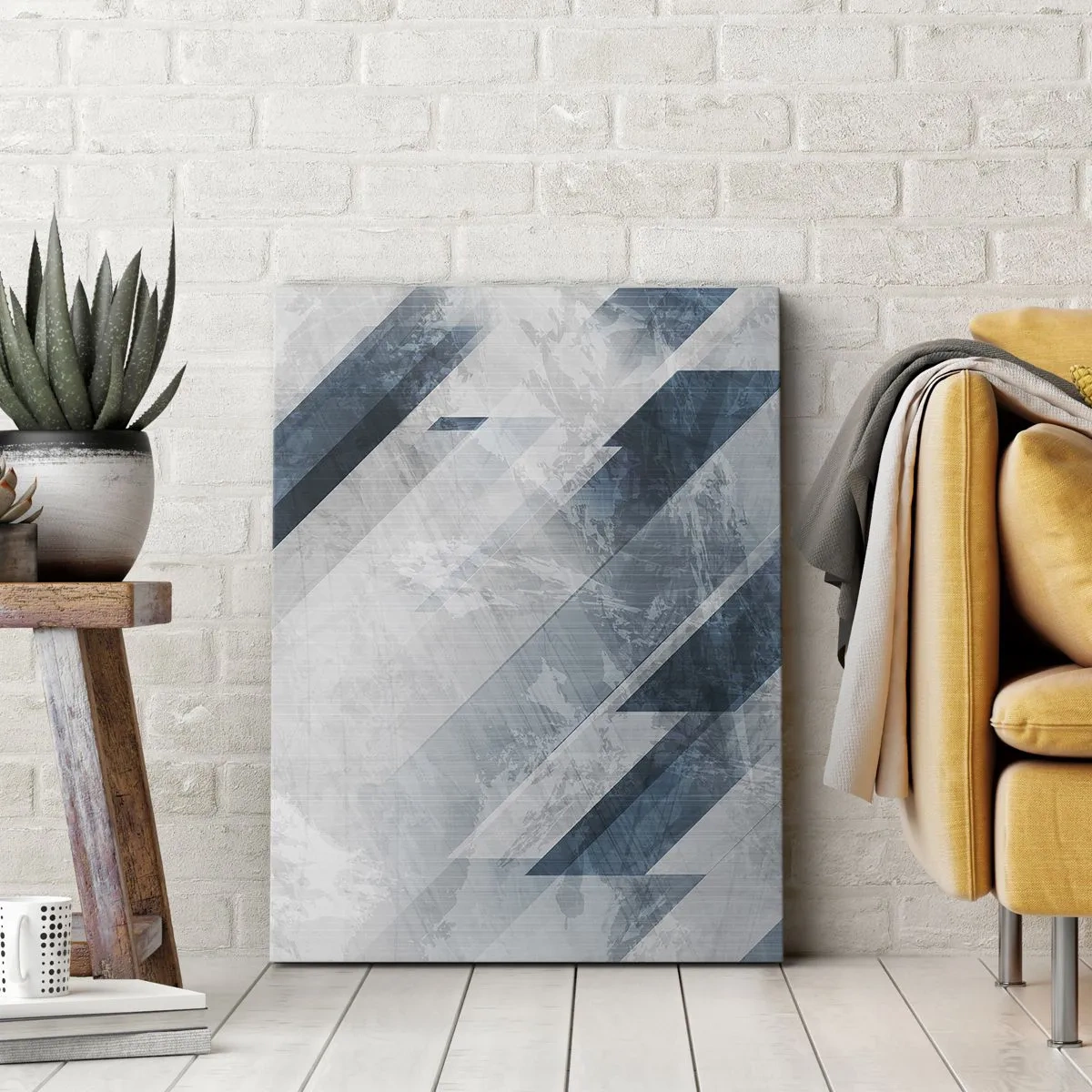 Canvastavla - Bild på duk - Tredimensionell komposition – gråhetens rörelse - 70x100 cm