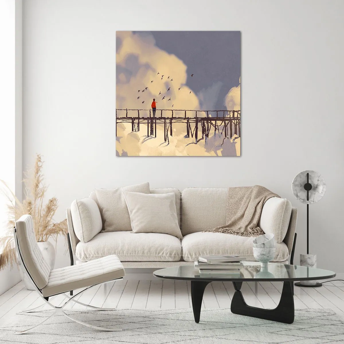 Glastavla - Bild på glas - Blå saknad - 70x70 cm