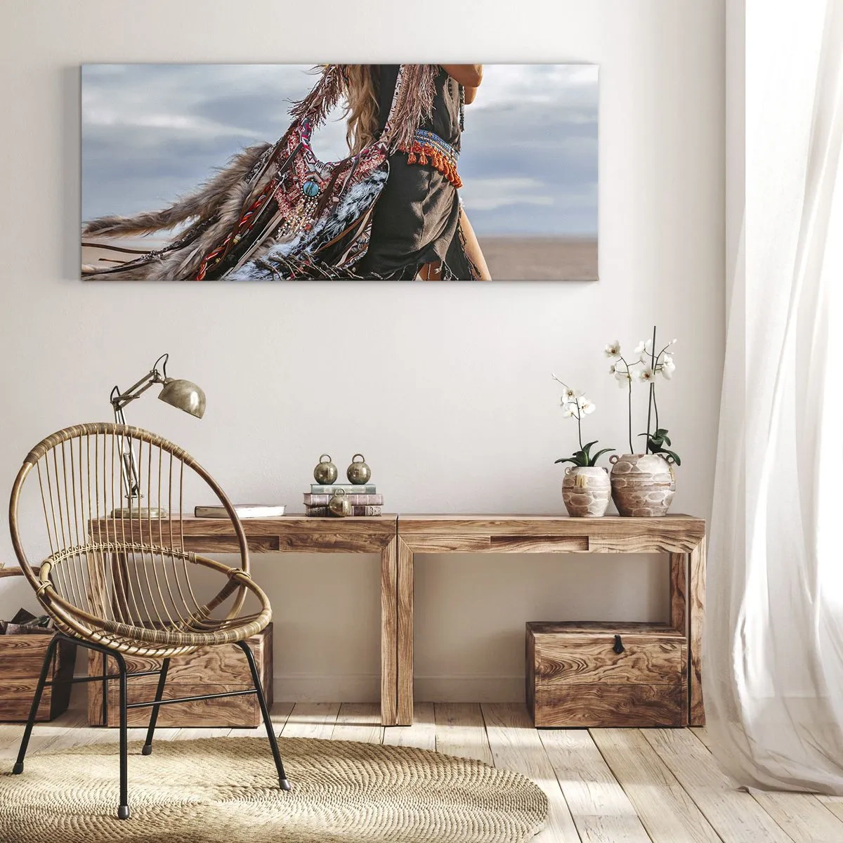 Canvastavla - Bild på duk - Shamanens flicka - 160x50 cm