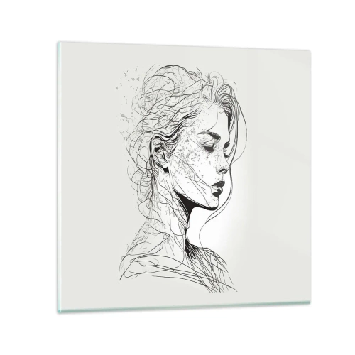 Glastavla - Bild på glas - Porträtt i drömmar - 40x40 cm