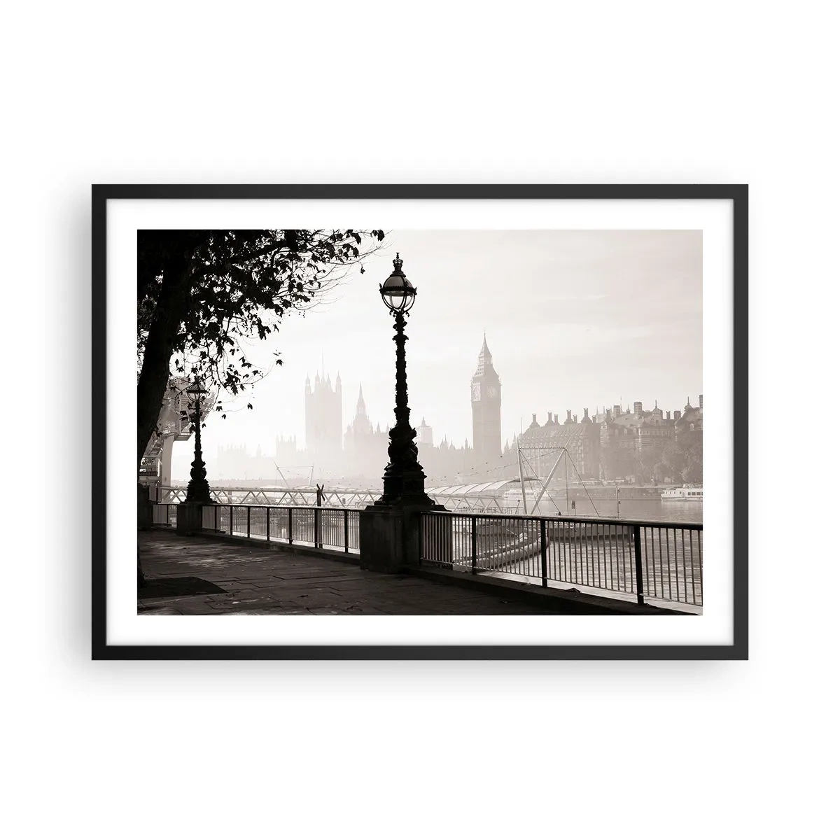Affisch i svart ram - Morgon i London - 70x50 cm