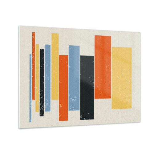 Glastavla - Bild på glas - Geometriska ränder i en rytmisk komposition mot en ljus bakgrund - 70x50cm - Inspelning av musik - Modern väggdekoration för vardagsrum och sovrum ARTTOR