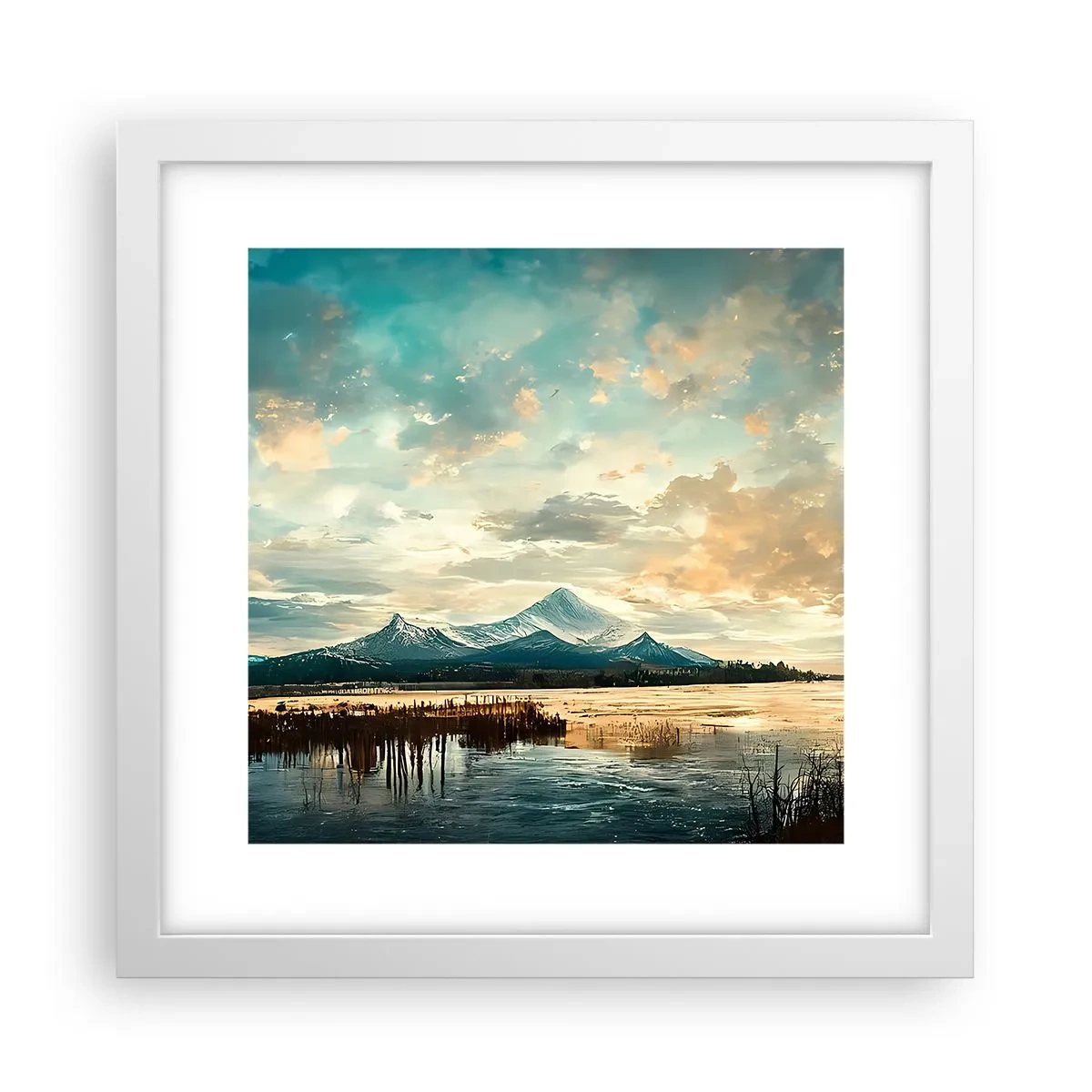 Affisch i vit ram - Under himlens skydd - 30x30 cm