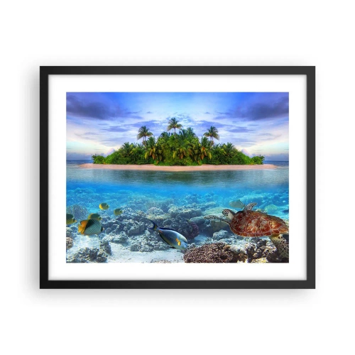 Affisch i svart ram - Himmelska ön hälsar välkommen - 50x40 cm