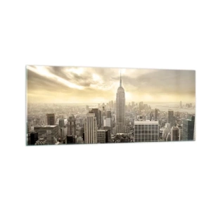Glastavla - Bild på glas - New York i grånyanser - 100x40 cm