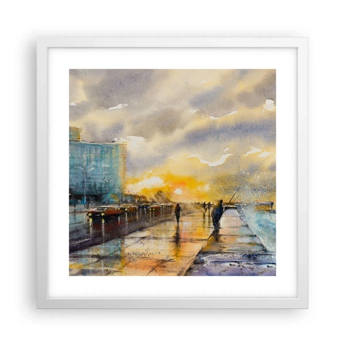 Affisch i vit ram - Livet på stranden - 40x40 cm