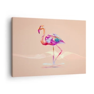 Canvastavla - Bild på duk - En abstrakt flamingo i ljusa pastellfärger. - 70x50cm - Goda emotioners fågel - Modern väggdekoration för vardagsrum och sovrum ARTTOR