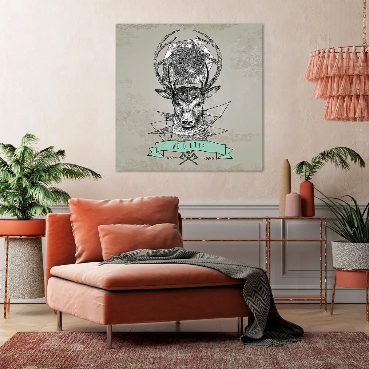 Canvastavla - Bild på duk - Den heliga Hubertus vision - 40x40 cm