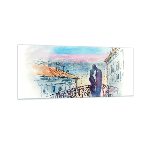 Glastavla - Bild på glas - Älskare i Paris - 100x40 cm