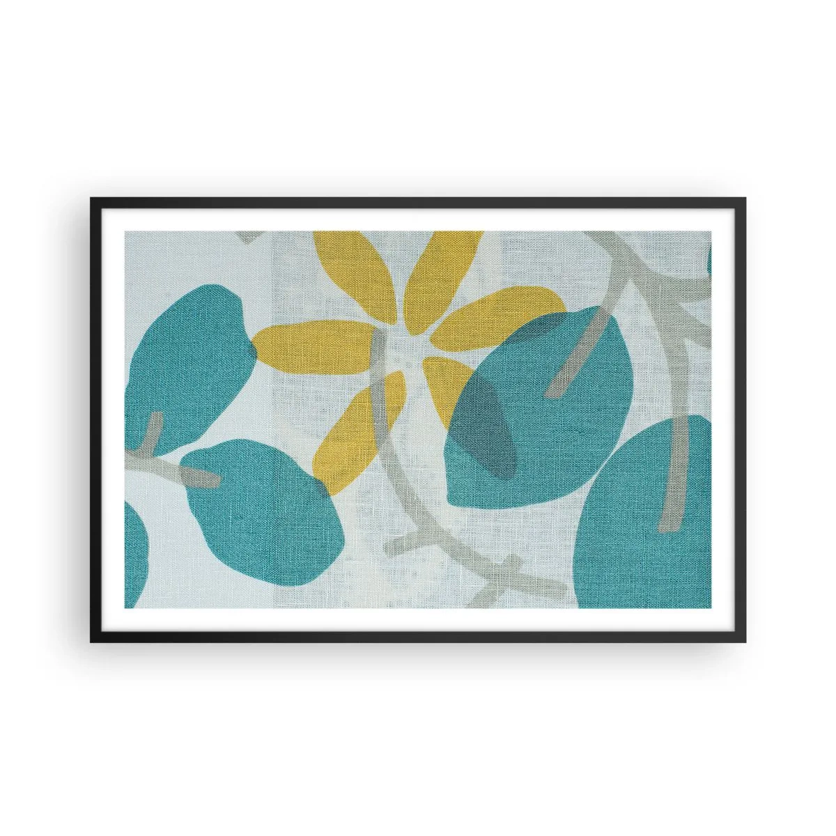 Affisch i svart ram - Bland azurblå blad - 91x61 cm