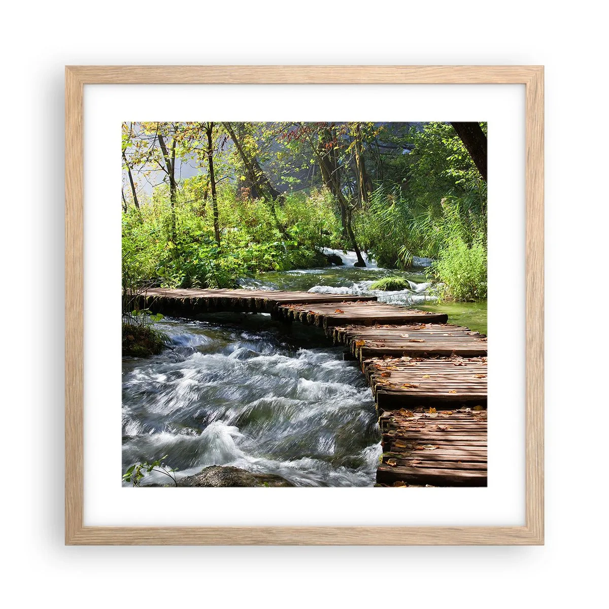 Affisch i ram av ljusek - Över skummande kaskad - 40x40 cm